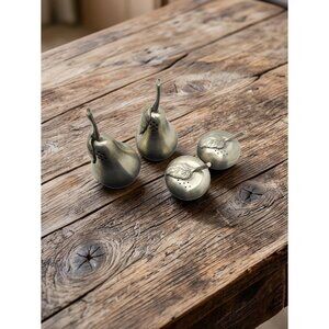 Vintage Set of 2 Kirk Stieff Pewter Pear and Apple Salt and Pepper Shakers